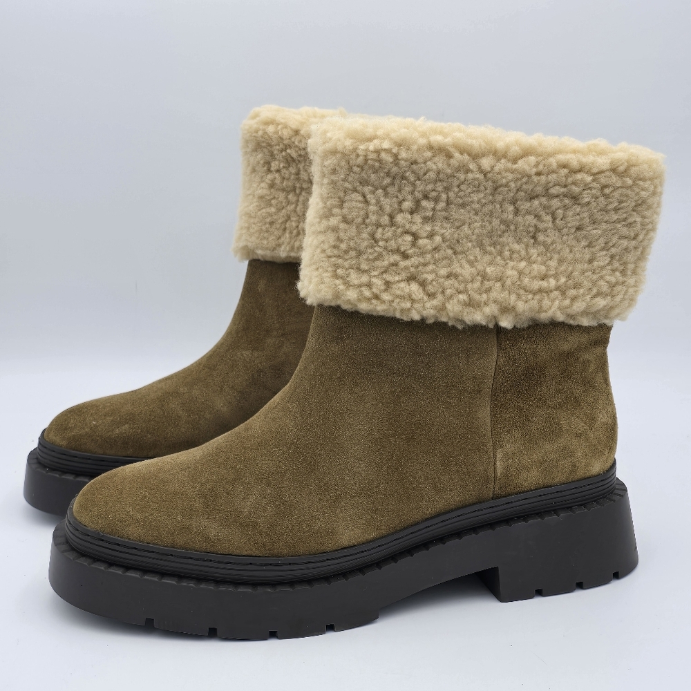 NWOT Marc Fisher LTD VINA Leather/Faux Fur Booties, Brown/Tan Women's 7.5M - Picture 4 of 14